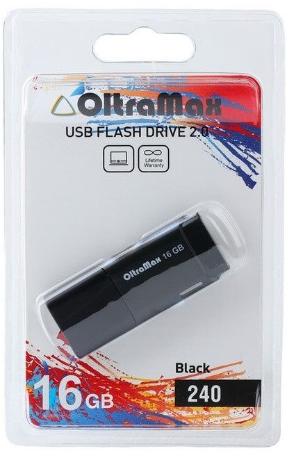 

Накопитель USB 2.0 16GB OltraMax OM-16GB-240-Black 240, чёрный, OM-16GB-240-Black