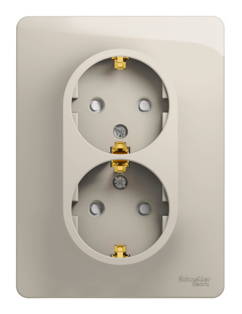 

Розетка Schneider Electric GSL000926 Glossa Молочная 2-ая с/з со шторками (в сборе), GSL000926