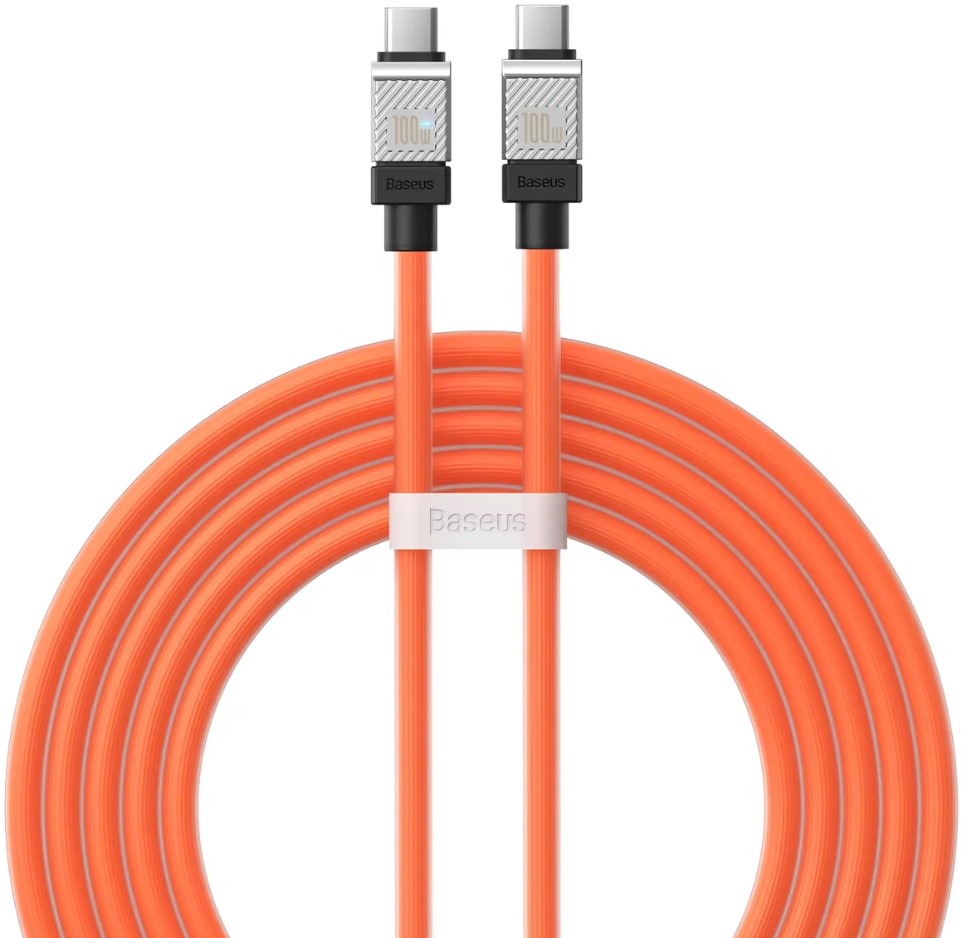 

Кабель интерфейсный Baseus CAKW000307 CoolPlay Series Fast Charging Type-C to Type-C 100W 2m Orange (для передачи данных и зарядки. 100 Вт, 480 Мбит/с, CAKW000307