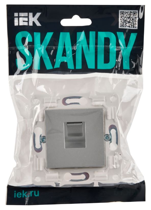 

Розетка компьютерная IEK SK-K10-1-K23 SKANDY RJ45 кат.5E SK-K01S Серебряный, SK-K10-1-K23