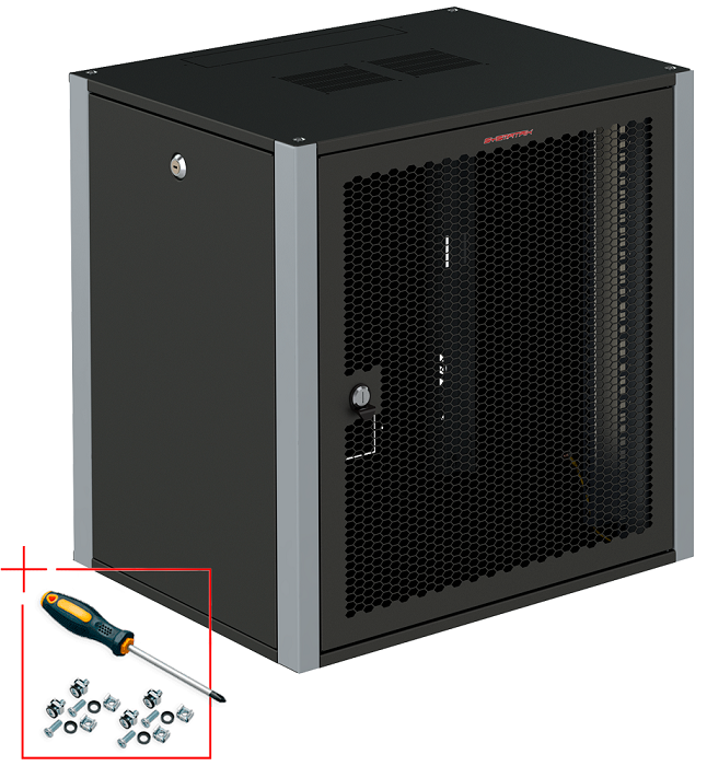 

Шкаф настенный 19", 9U SYSMATRIX WP 6609.930 600x600x450mm (ШхГхВ) дверь перфорированная, черный (RAL 9004/RAL7000), WP 6609.930