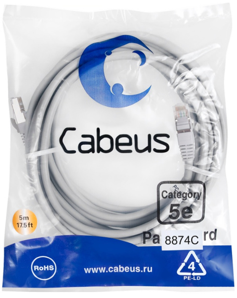 фото Кабель патч-корд F/UTP 5e кат. 15м Cabeus PC-FTP-RJ45-Cat.5e-15m-LSZH в Екатеринбурге