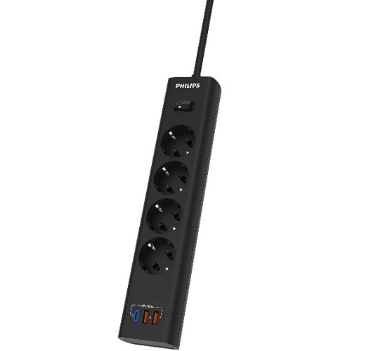 

Сетевой фильтр Philips CHP4346BA/51 4 Розетки с USB PD/QC3.0 (5/9/12В) 20Вт кабель - 2M черный, CHP4346BA/51