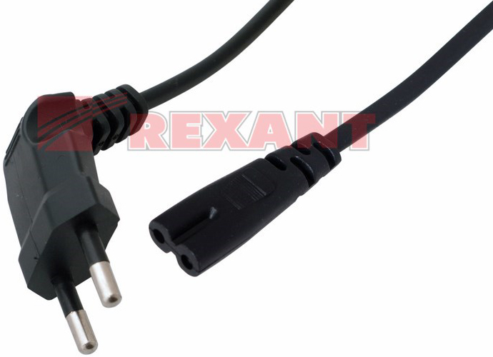 

Кабель питания Rexant 11-1104 (угловая вилка) 2x0.75мм 1.5М, 11-1104