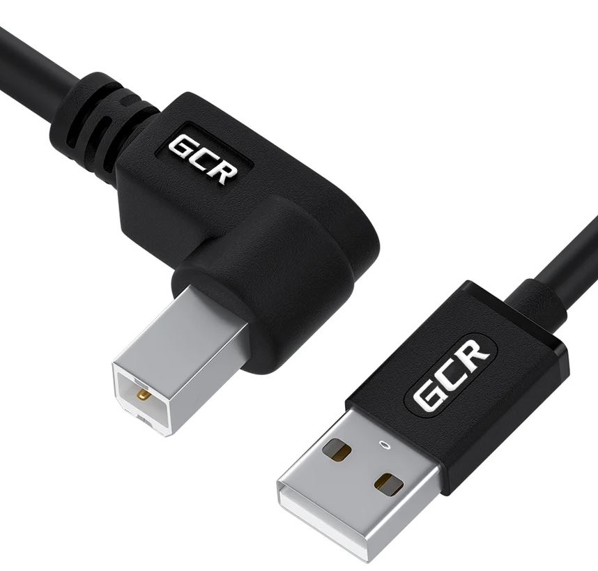 

МФУ GCR Кабель 1.5m USB 2.0, AM/BM угловой, черный, 28/28 AWG, экран, армированный, GCR-52916, GCR-52916