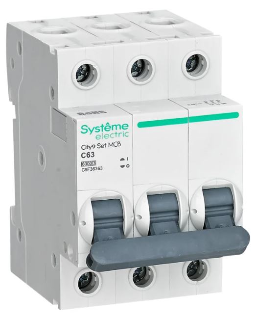 

Автоматический выключатель Systeme Electric C9F36363 City9 Set С 63А 3P 6kA 400В, C9F36363