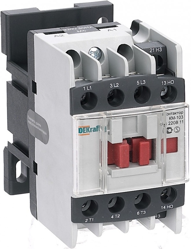 

Контактор DEKraft 22107DEK 12А 110В АС3 1НО+1НЗ КМ-103, 22107DEK