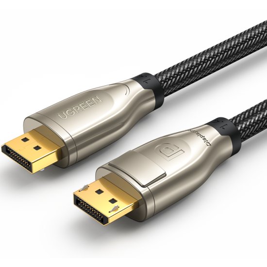 

Кабель интерфейсный DisplayPort- DisplayPort UGREEN 60843 1.4 M/M zinc alloy shell в оплетке, 2 м, черный, 60843_