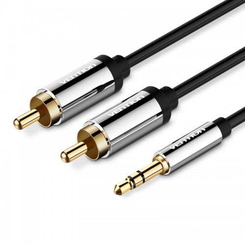 

Кабель акустический Vention P550AC500-S Jack 3,5 mm M/2RCA M - 5 м Чёрный, P550AC500-S