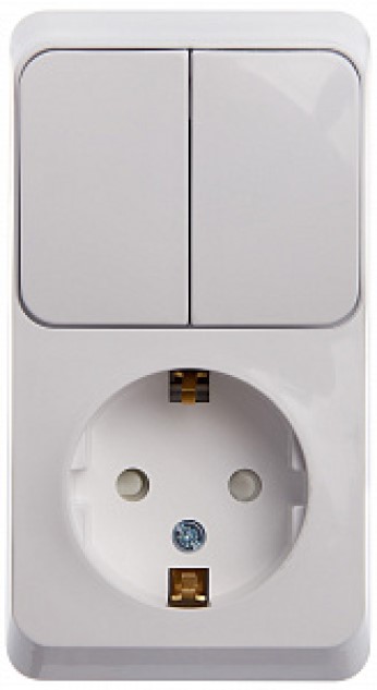 

Блок Schneider Electric BPA16-202B розетка с/з со шторками+выключатель 2-клавишный бел, BPA16-202B