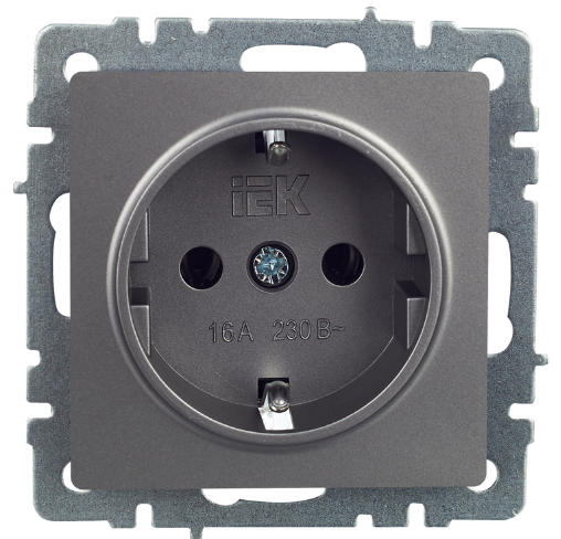 

Розетка с заземлением IEK BR-R11-16-K46 BRITE без защитных шторок 16А РС11-1-0-БрС Сталь, BR-R11-16-K46