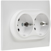 фото Розетка двухместная с заземлением в сборе  IEK SK-R24-16-K01-F