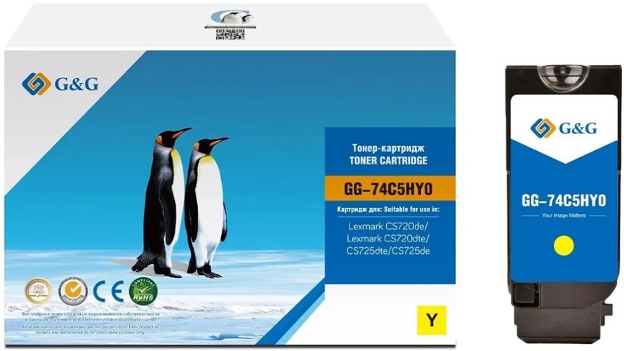 

Картридж лазерный G&G GG-74C5HY0 74C5HY0 желтый (12000стр.) для Lexmark CS720de/CS720dte/CS725dte/CS, GG-74C5HY0