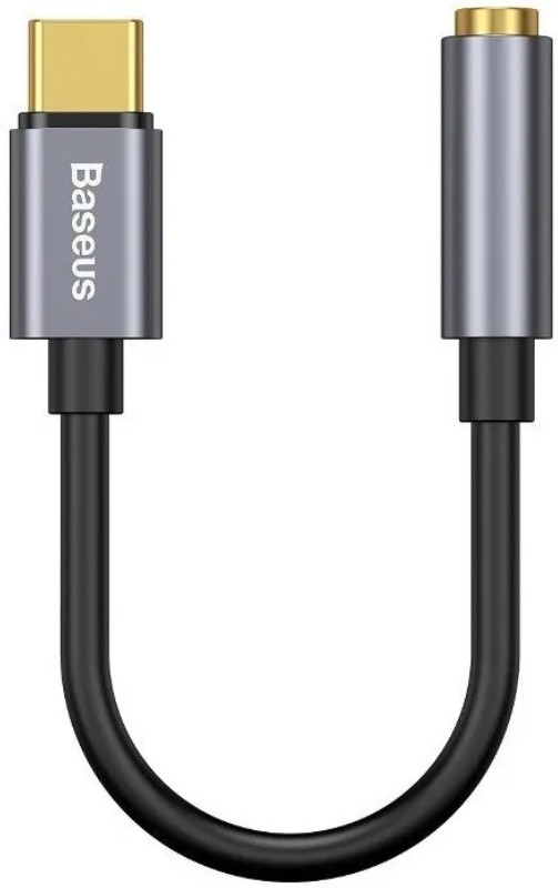 

Переходник Baseus CATL54-0G Type-C (M) to AUX 3.5mm (F) L54 с проводом Deep Gray (передача аудио, вилка-розетка, длина кабеля: 0.09м, материал контакт, CATL54-0G