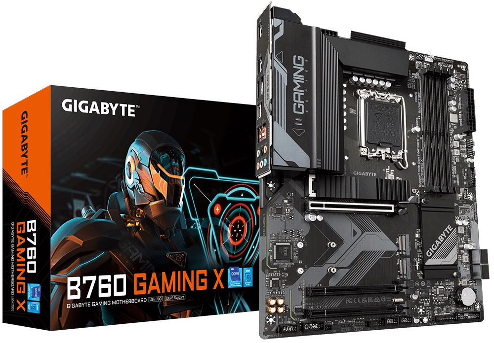 

Материнская плата ATX GIGABYTE B760 GAMING X (LGA1700, B760, 4*DDR5 (4800), 4*SATA 6G RAID, 3*M.2, 3*PCIE, 2.5Glan, HDMI, DP, 2*USB Type-C, 5*USB 2.0,, B760 GAMING X