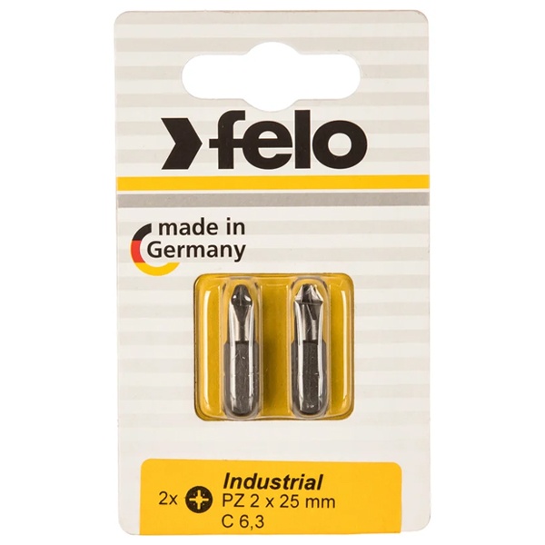 

Бита Felo 02102036 крестовая PZ 2X25, серия Industrial, 2 шт в блистере, 02102036