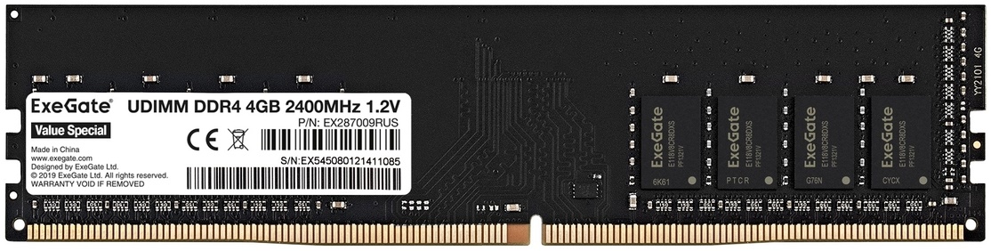 

Модуль памяти DDR4 4GB Exegate Value Special EX287009RUS 2400MHz PC4-19200 CL17 1.2V, Value Special