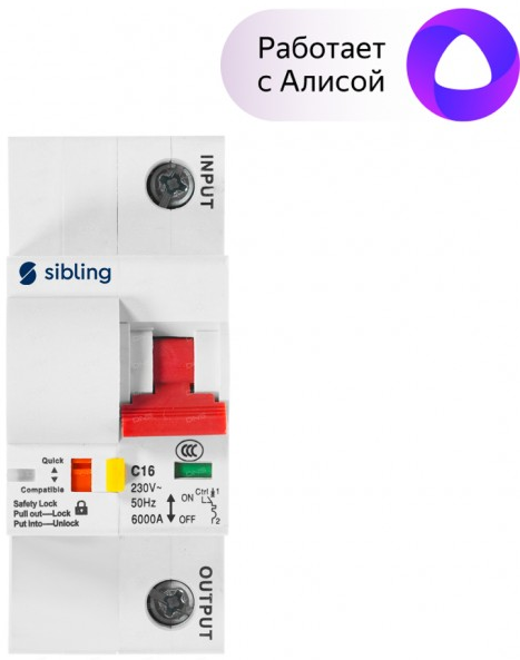Изображение товара Умный автомат Sibling Powerswitch-A16 16 А на DIN-рейку