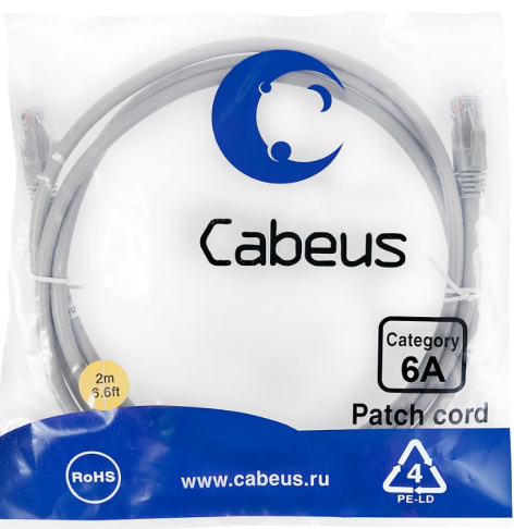 фото Кабель патч-корд U/UTP 6a кат. 2м Cabeus PC-UTP-RJ45-Cat.6a-2m-LSZH в Санкт-Петербургe
