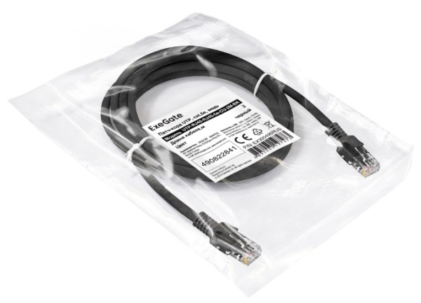 фото Кабель патч-корд U/UTP 5 кат. 2м Exegate UTP-RJ45-RJ45-5e-CU-2M-BK в Омске