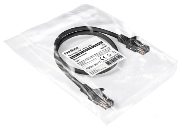 фото Кабель патч-корд U/UTP 5e кат. 0.5м Exegate UTP-RJ45-RJ45-5e-CU-0,5M-BK в Красноярске