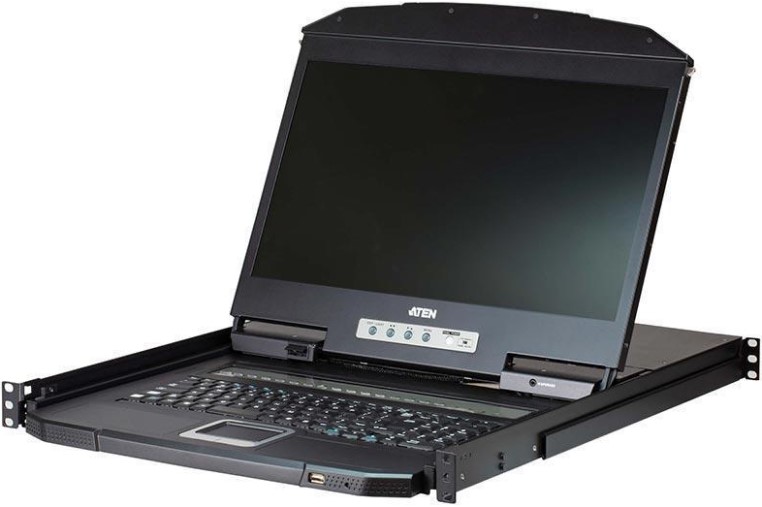 

Переключатель KVM Aten CL3108NX 8-портовый укороченной глубины, Single Rail, с широкоэкранным ЖК-дисплеем и интерфейсами PS/2-USB, VGA, CL3108NX