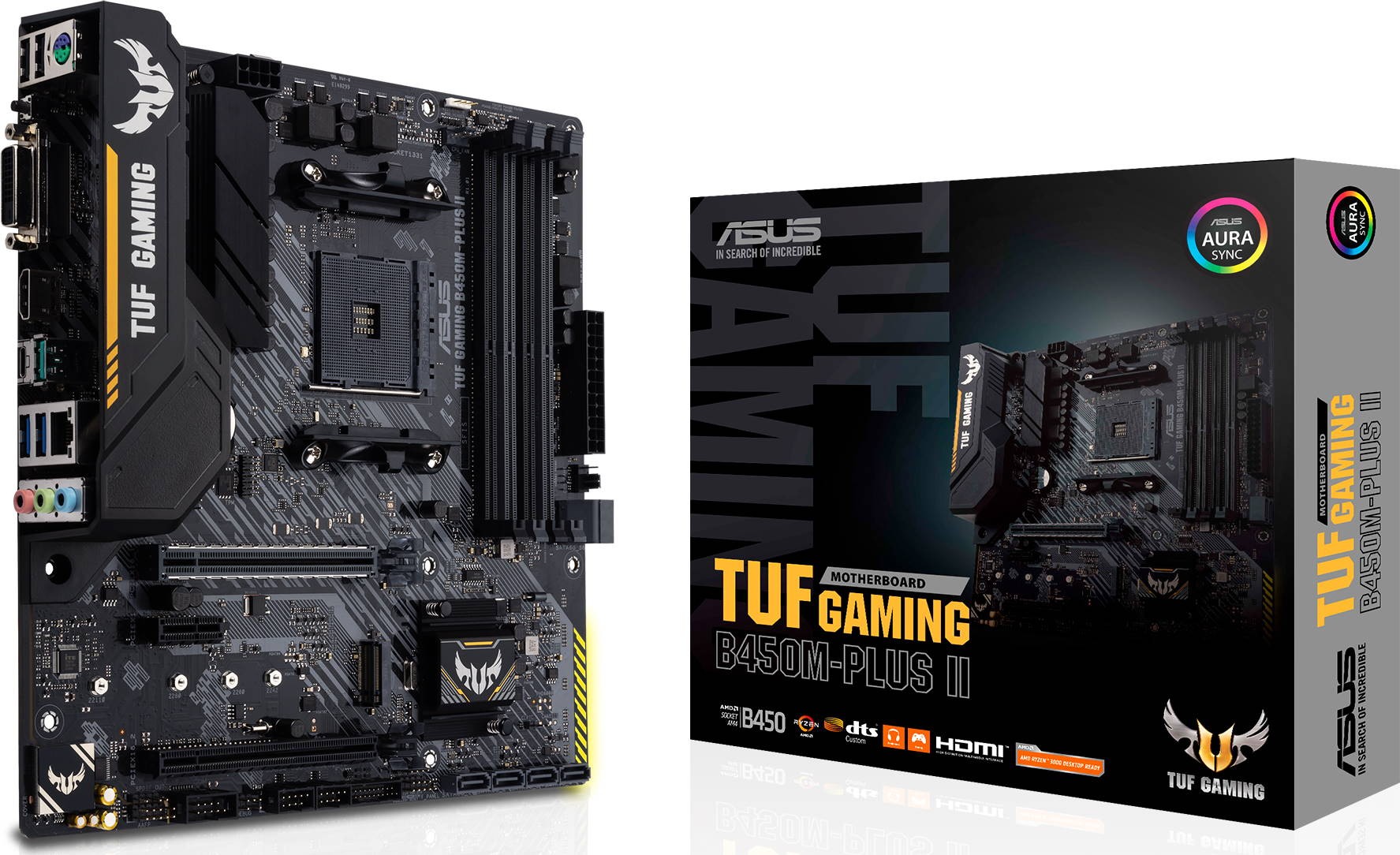 

Материнская плата mATX ASUS TUF GAMING B450M-PLUS II (AM4, AMD B450, 4*DDR4(4400), 6*SATA 6G RAID, M.2, 3*PCIE, 7.1CH, Glan, 5*USB 3.2/USB Type-C, DVI, TUF GAMING B450M-PLUS II