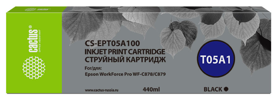 

Картридж Cactus CS-EPT05A100 черный (440мл) для Epson WorkForce Pro WF-C878/C879, CS-EPT05A100