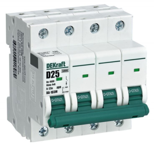 Изображение товара Автоматический выключатель DEKraft 12567DEK серия ВА-103M 25 А 400 В IP20