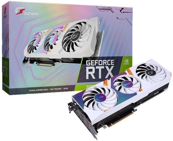 

Видеокарта PCI-E Colorful GeForce RTX 3060 iGqame Ultra W OC 12G L-V 12GB GDDR6 192bit 8nm 1320/15000MHz 3*DP/HDMI RTL, GeForce RTX 3060 iGqame Ultra W OC 12G L-V