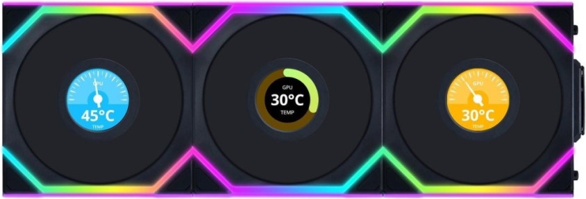 

Вентилятор для корпуса Lian Li UNI FAN SL WIRELESS LCD 120 Reverse Blade G99.12RSLLCD1W3B.R0 120mm, 1900rpm, 51.45CFM, 31dBa, 4-pin PWM, 1.6” LCD дисп, UNI FAN SL WIRELESS LCD 120 Reverse Blade