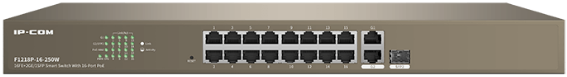 

Коммутатор PoE IP-Com F1218P-16-250W 16FE+2GE/1SFP Managed Switch With 16-Port PoE, F1218P-16-250W