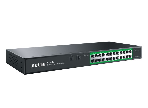 

Коммутатор неуправляемый netis P124GC PoE+, 26 портов, 24x1 Гбит/с, PoE+ 24х30 Вт (до 360Вт), Uplink SFP 2x1 Гбит/с, P124GC
