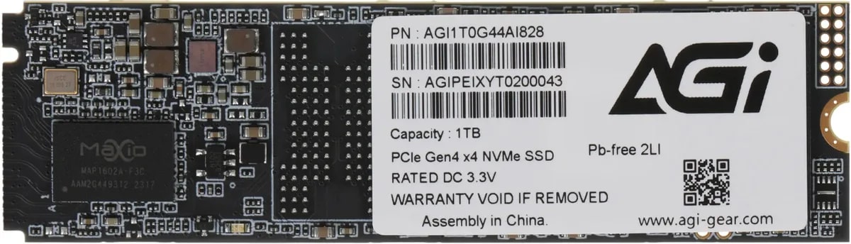 

Накопитель SSD M.2 2280 AGI AI828 1TB, 7400/5200MB/s, TBW 750, MTBF 2M, AI828