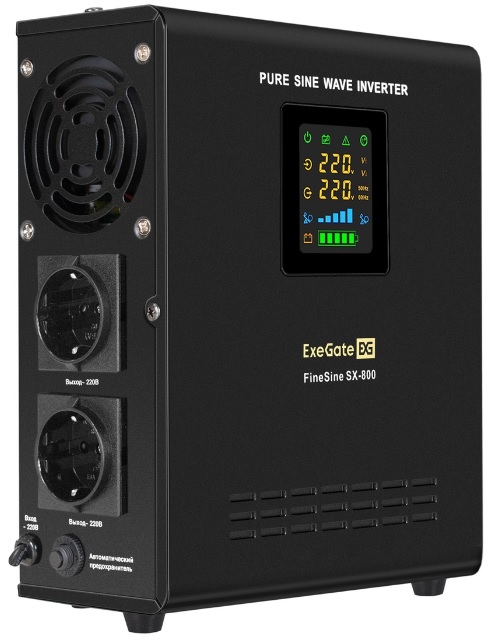 

Источник бесперебойного питания Exegate FineSine SX-800.LCD.AVR.2SH EX295996RUS инвертор, синус, для котла, настенный 800VA/500W, чистая синусоида, цв, FineSine SX-800.LCD.AVR.2SH