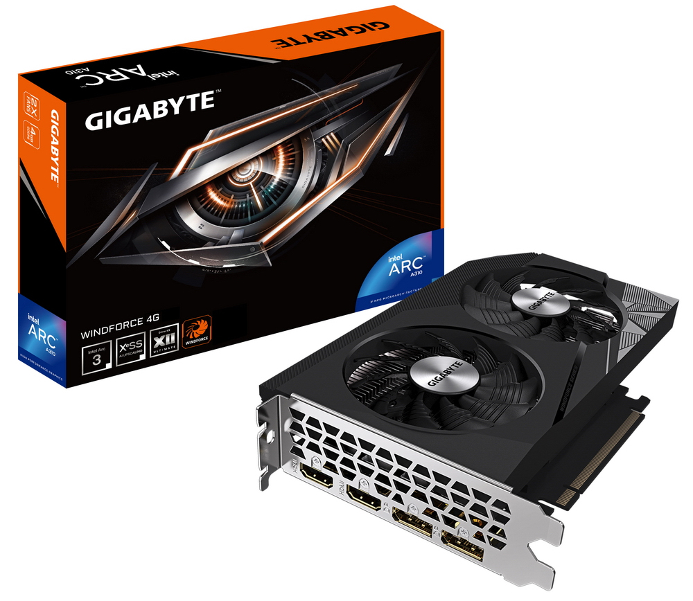 Видеокарта PCI-E GIGABYTE A310 WINDFORCE (GV-IA310WF2-4GD) 4GB GDDR6 64bit 2000/15500MHz 2*HDMI/2*DP