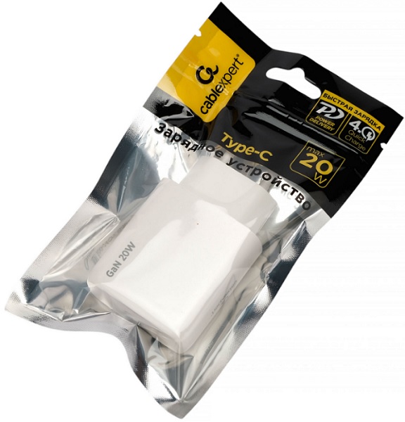 

Зарядное устройство сетевое Cablexpert MP3A-PC-59 Зарядное устройство Cablexpert 20Вт GaN, 3А, QC4.0/PD, 1xType-C, белый, пакет, MP3A-PC-59