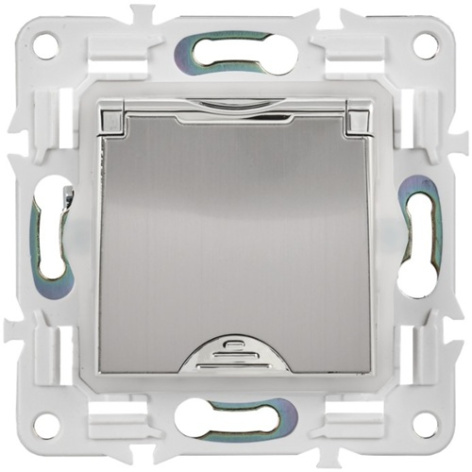 фото Розетка с заземлением с крышкой IEK SK-R16-16-44-K50