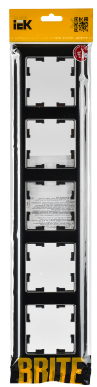 

Рамка пятерная IEK BR-M52-12-2-K23 BRITE РУ-5-Бр Хром/Черный, BR-M52-12-2-K23
