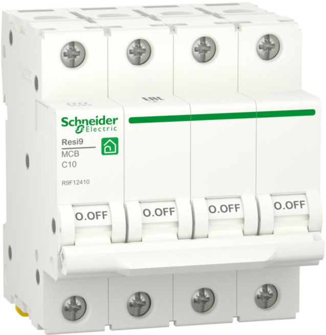 

Автоматический выключатель Schneider Electric RESI9 R9F12410 (С) 10А 4P 6000A, RESI9
