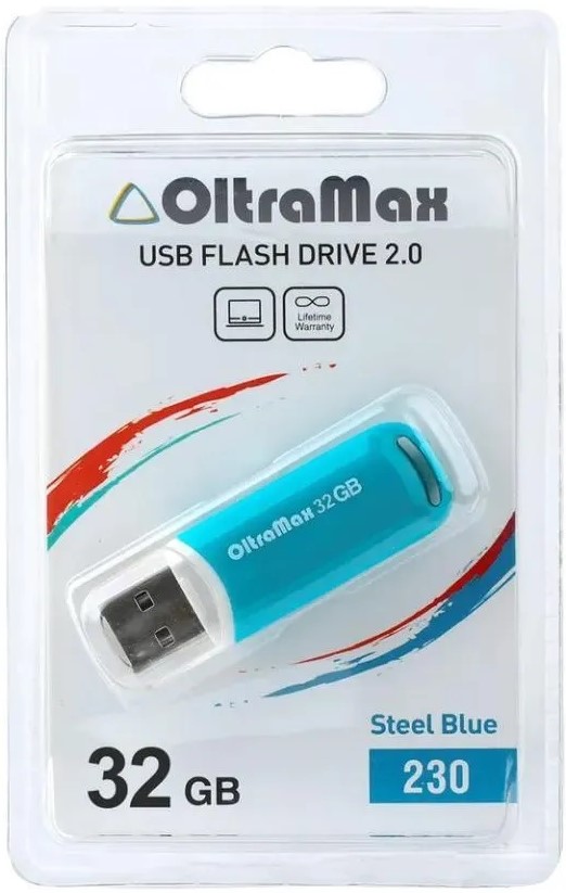 

Накопитель USB 2.0 32GB OltraMax OM-32GB-230-St Blue 230, стальной синий, OM-32GB-230-St Blue