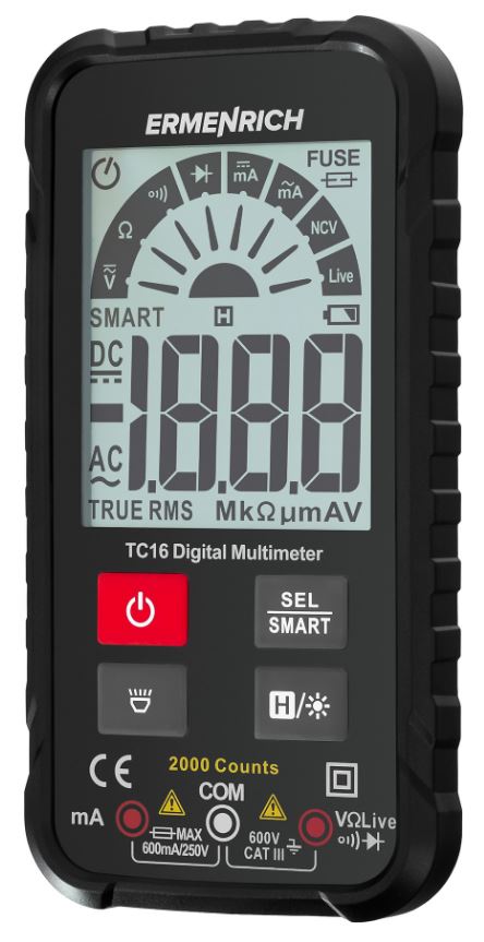 

Мультиметр цифровой Ermenrich 82982 Zing TC16, 82982