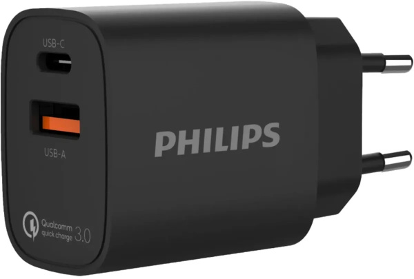 Изображение товара Зарядное устройство Philips DLP4317CB/70 - быстрая зарядка USB USB-C черное