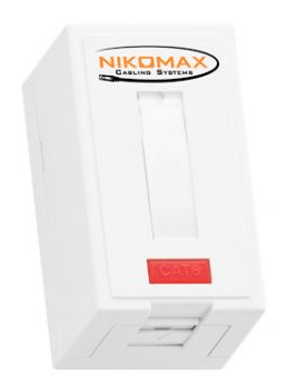 

Компьютерная розетка настенная NikoMax NMC-WO1SD2-FT-ST-WT 1 порт, Кат.5e, RJ45/8P8C, FT-TOOL/110/KRONE, T568A/B, экранированная, со шторками, белая, NMC-WO1SD2-FT-ST-WT