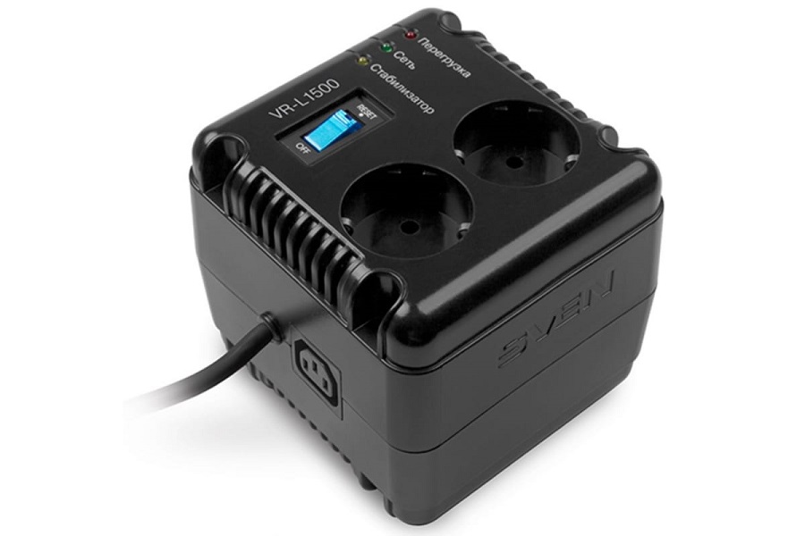 

Источник бесперебойного питания SV-014889 Stabilizer SVEN VR-L1500, Relay, 500W, 184-285v, 2 euro outlets, 1 розетка ІЕС 320, black, 124  119  12, SV-014889