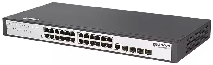 

Коммутатор управляемый BDCom S2528-C 24*GE TX ports, 4*100/1000M SFP ports, standard AC220V power supply, fanless, 1U, 19-inch rack-mounted installati, S2528-C