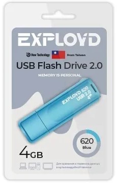 

Накопитель USB 2.0 4GB Exployd EX-4GB-620-Blue 620 синий, EX-4GB-620-Blue