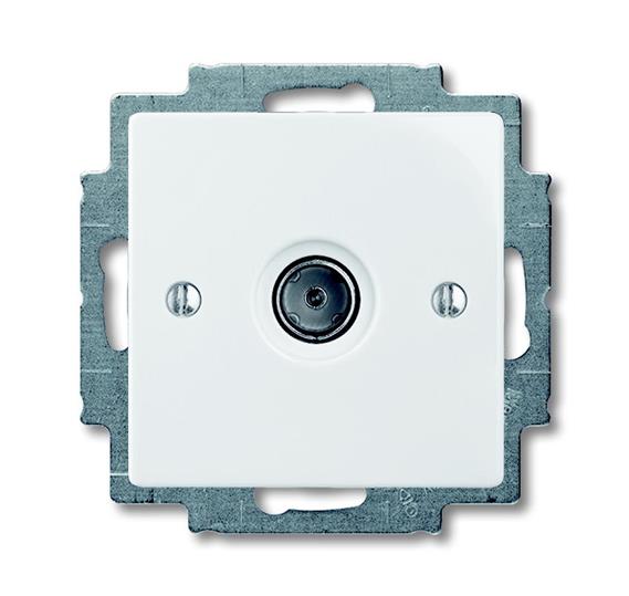 

Розетка ABB 1724-0-4276 BASIC 55 телевизионная TV в рамку, IP20 (белая), 1724-0-4276