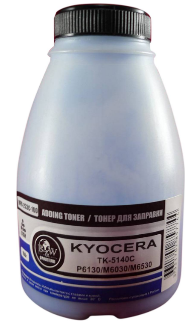 

Тонер B&W (Black&White) KPR-223C-100 для Kyocera TK-5140C, P6130/M6030/M6530 Cyan (фл. 100г) 5K Premium, KPR-223C-100