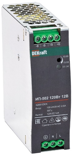 

Источник питания импульсный DEKraft 52052DEK 120Вт 24В 5А ИП-502, 52052DEK